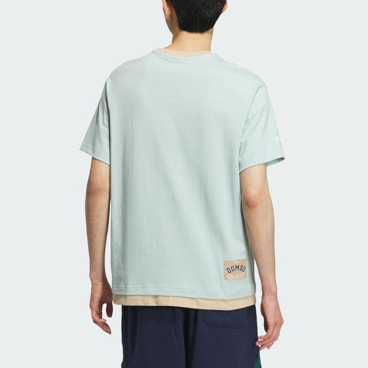 Adidas Originals X Disney Dumbo Sportswear Cartoon Pattern Logo Print Color Block Short Sleeve T-Shirt Unisex Tops Smoke-Green IN1073