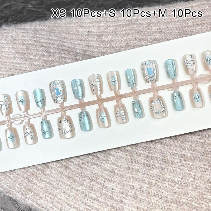 10/30Pcs Oval Fake Nails Art Dyeing Gilding Fake Nails Full Cover Wearable Starlight Design Press On Nails Tips Glitter Aurora