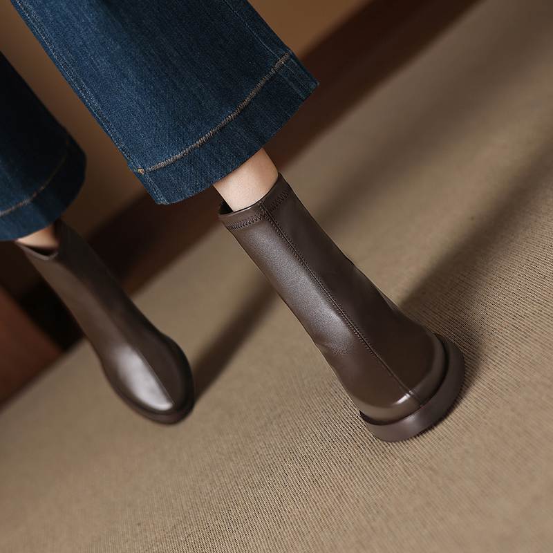 Krazing Pot Microfiber Round Toe Thick Heels Modern Boots Size 42 Zip Platform Beauty Lady Women Ankle Boots