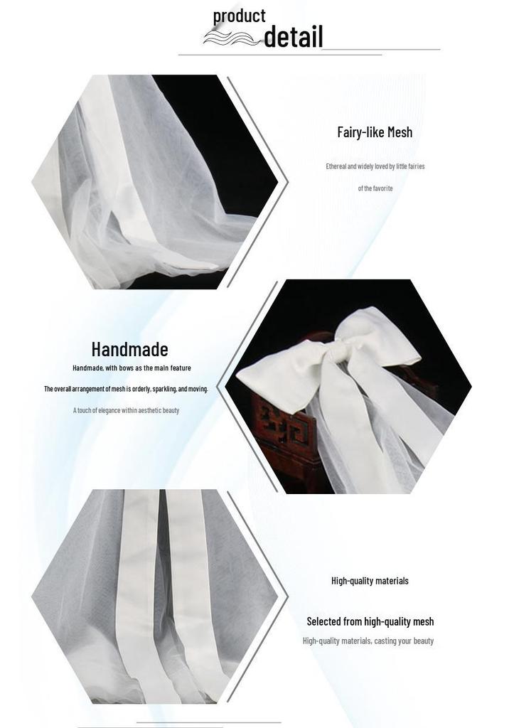 2020 Korean Style Bridal Veil & Hair Comb – White Fairy Headdress, Sweet & Simple Wedding Dress Accessory