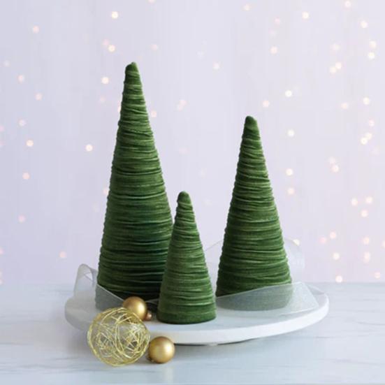 Velvet Christmas Cone Tree Decorations Christmas Flocked Tree Table Centerpiece