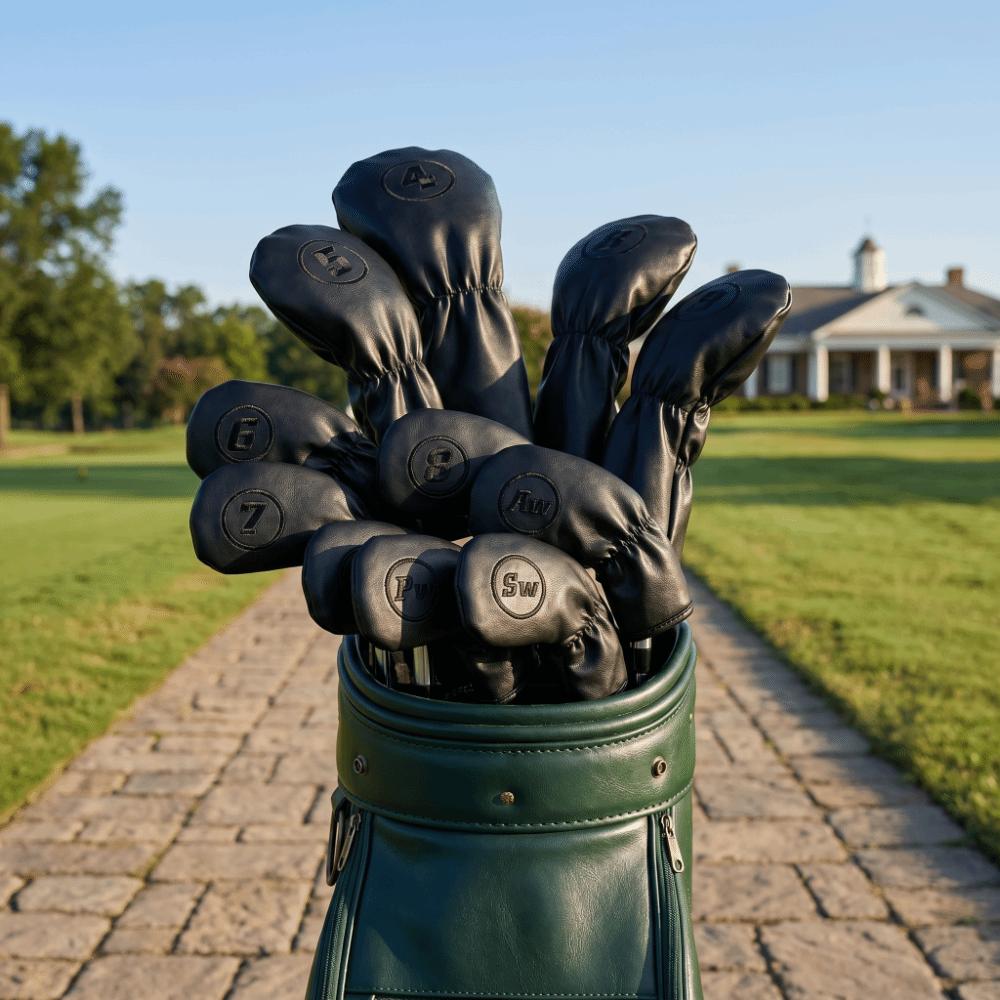 9pcs PU Material Golf Iron Head Covers Waterproof Golf Iron Covers  Daily Golf Training