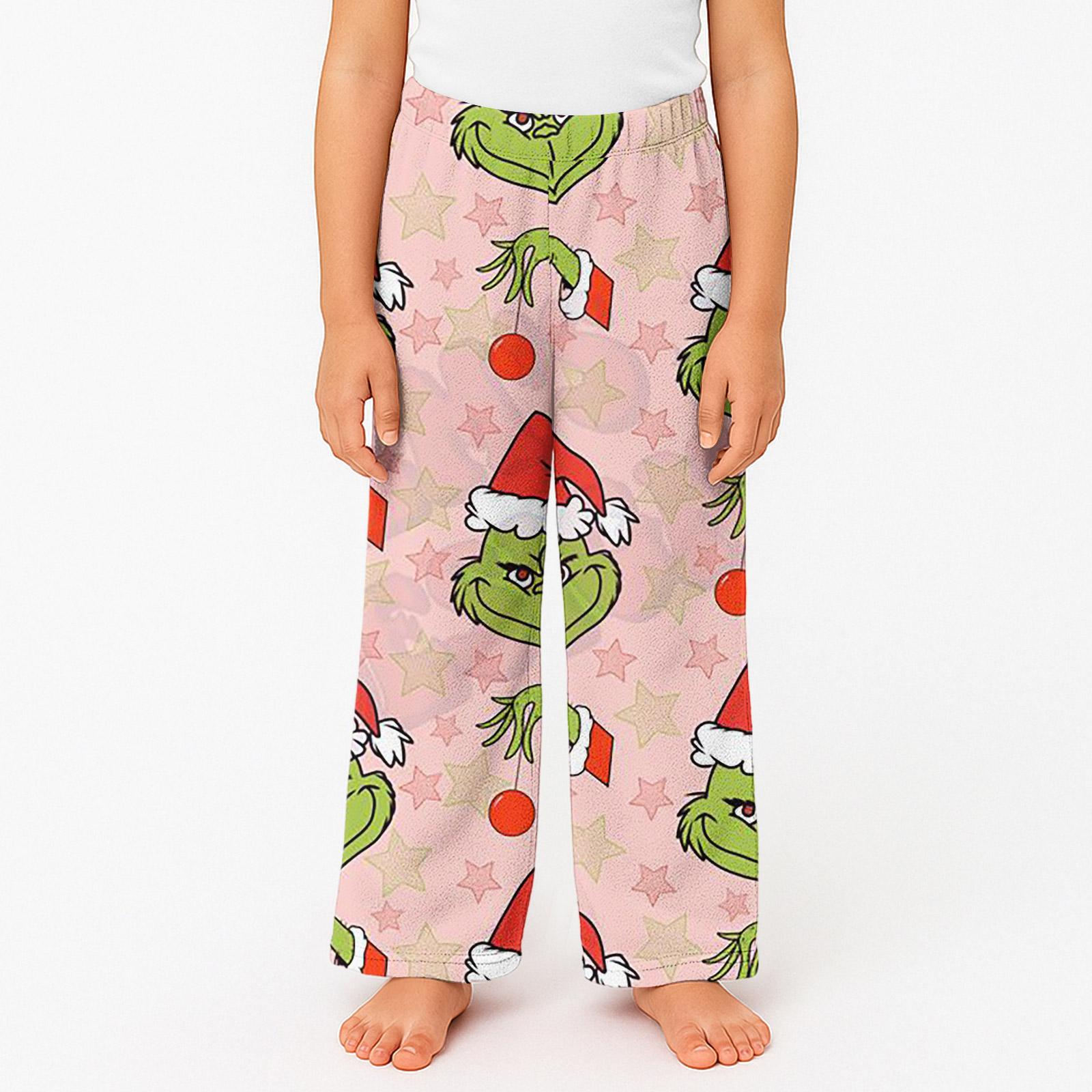 

Kids Plush Lounge Pants Holiday Pattern Elastic Waistband Soft Comfortable Casual Sleepwear Bottoms 110 розовый
