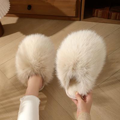 Women Fluffy Furry Slippers, Plush Warm Home Cotton Slippers for Autumn Winter
