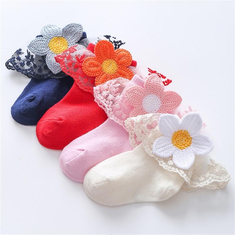 Lace Socks for Baby Toddler Girls Princess Short Socks Embroidery Lace Socks 0-3Year Girl Photo Props Summer Thin Socks