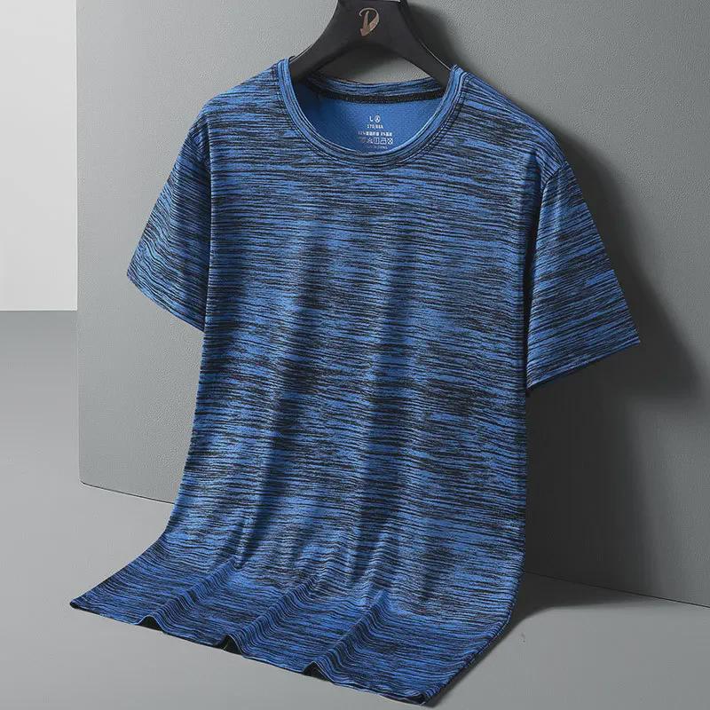 Pánske letné tričko s bambusovým vzorom, rýchloschnúce, ľadový hodváb, veľkosti M-8XL, s krátkym rukávom, okrúhly výstrih