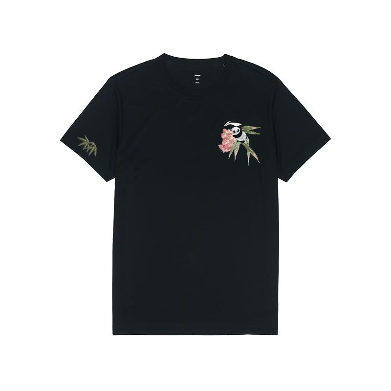 Li Ning Animal Pattern Solid Color Comfortable Short Sleeve T-Shirt Unisex Tops Black ATSS463-1(TEAM702-3.4.5)