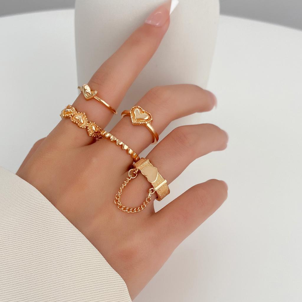 High-quality new ins style set ring, fashionable and creative, simple and good-looking electroplated joint ring 2026 wholesale