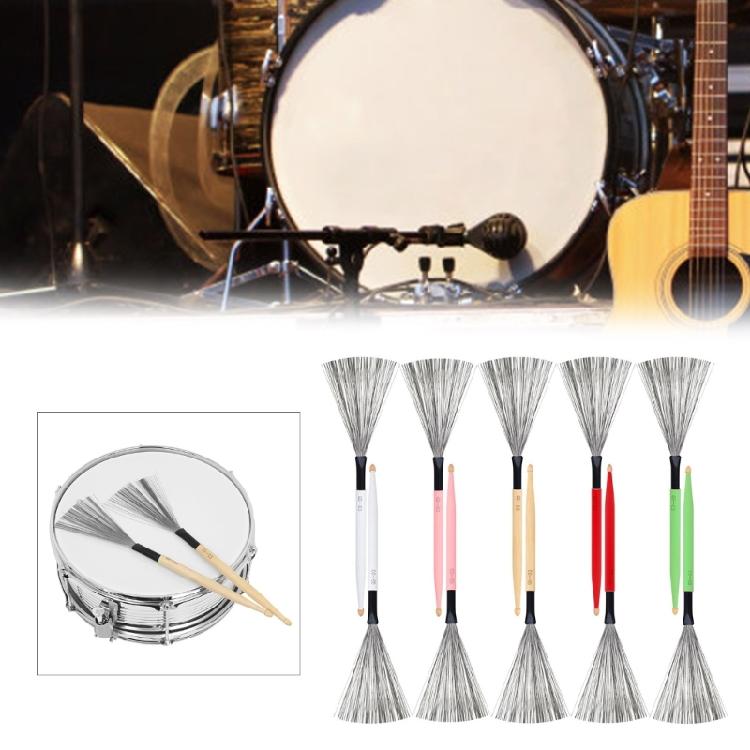 1Pair Double Head Drum Brush Carbon Steel Wire Brush Percussions Drum Stick