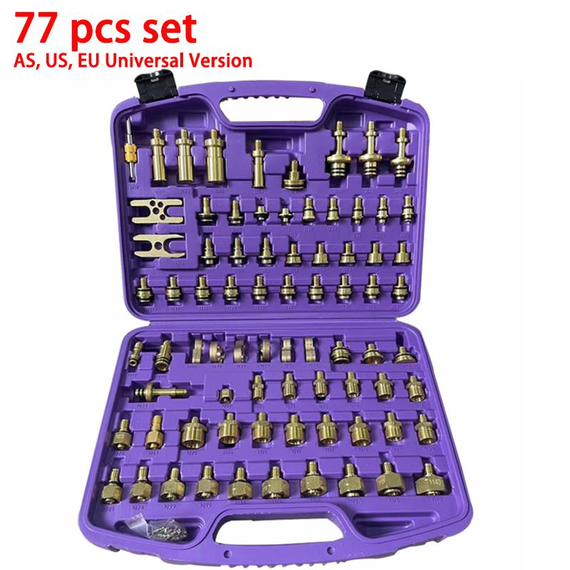 77Pcs Automotive Air Conditioning Leak Test Kit Air Conditioning Leak Detector Repair Tool for Car Truck Auto A/C Compressor