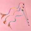 3pcs Interactive Cat Rainbow Wand Toys for Indoor Cats and Kittens, Colorful Cat Teaser Wand String Plush Toy Cat Feather Toys