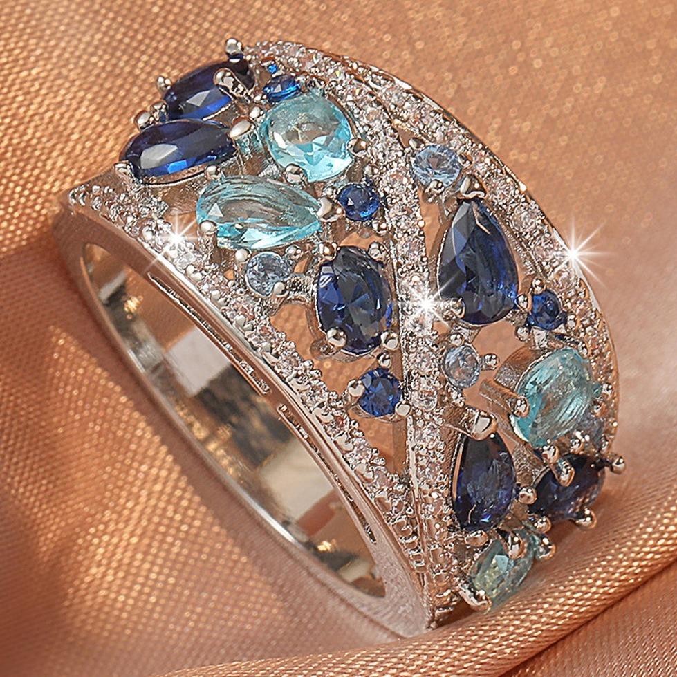 Bohemian Women's Couple's Fashionable and Elegant Glass Zircon Gift Ring