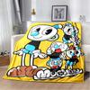 Cuphead & Mugman Flannel Blanket, Soft Throw with "Don't Deal With The Devil" Print, Cozy Bedding for Retro Game Fans