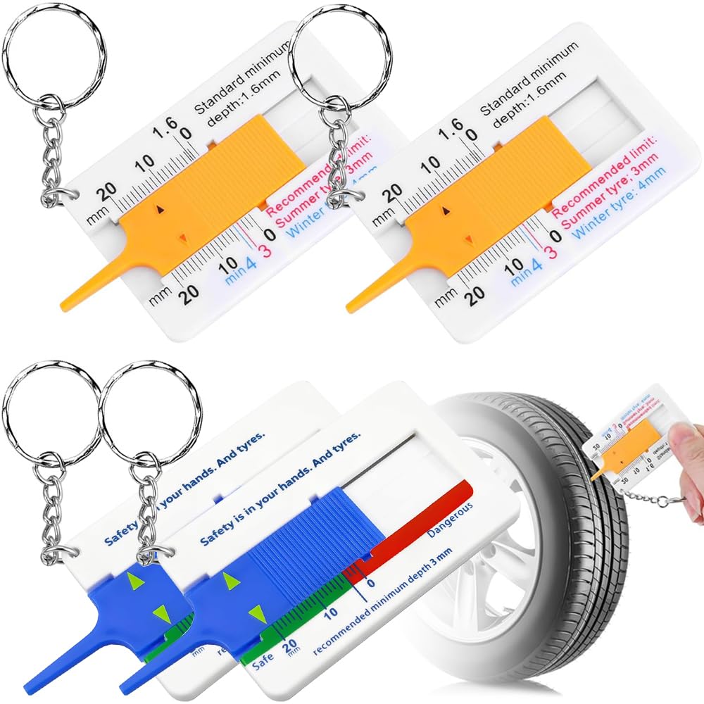 Tire Groove Measurement Gauge, Set of 4, Depth Gauge, Tire, Mini, Wear, Depth Measurement,