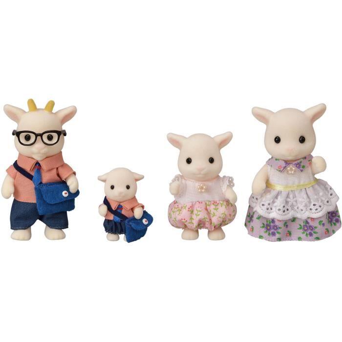 Figurines miniatures - sylvanian families - la famille chèvre - 4 personnages articulés et habillés avec soin