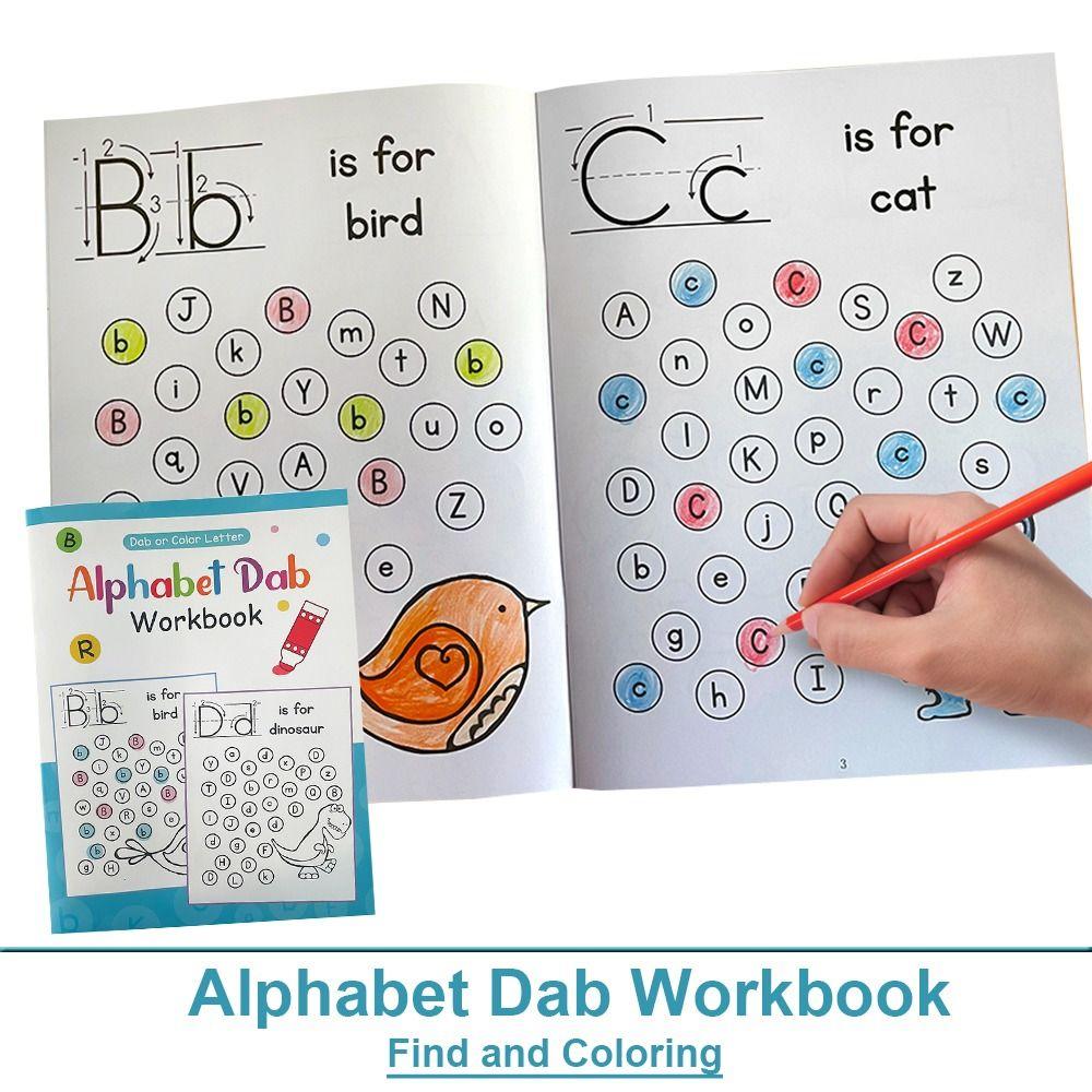 Educational Alphabet Dab Workbook Find and Coloring Letters Exercise Tracing Letters Workbook Learning Alphabet Directed Drawing