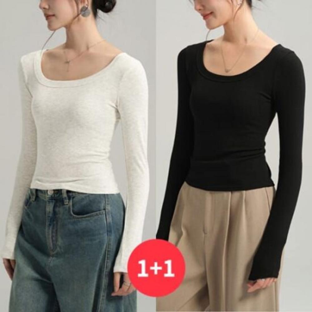 Navava Women Solid Rib Slim FiT U Neck Long Sleeve T shirT nT3223