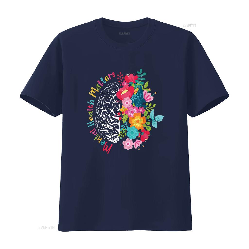 Mental Health Matters Awareness Brain Neurodiversity Emotion T Shirt vintage Washed homme Versatile Unisex fashion Comfortable