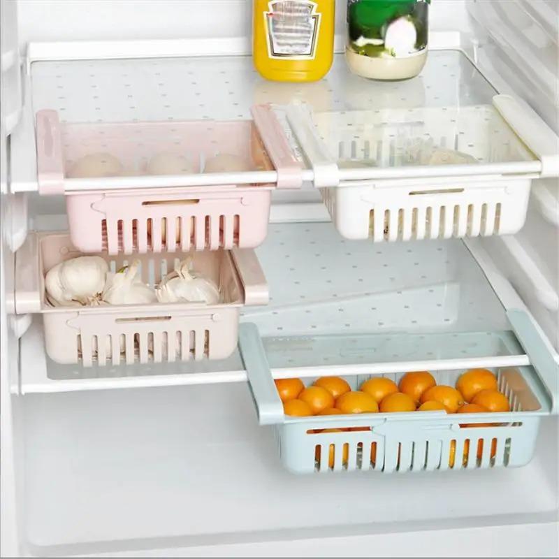 

1/3pcs Expandable Refrigerator Organizer - Flexible Fridge Storage Basket with Drawer, Freezer & Fresh Box Organizer Rack 1pc