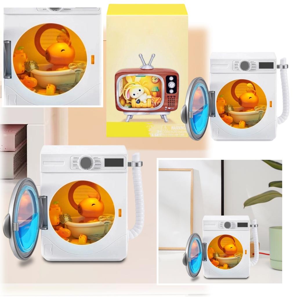 Miniature Animal Washing Machine Figurine Cute Collectible Toy for Display