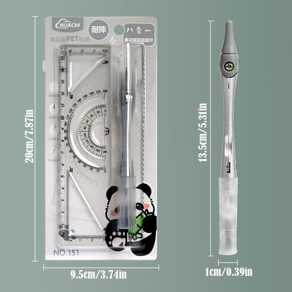 Portable Protractor 8in1 Straightedge Durable Ruler Measurement Set Gift