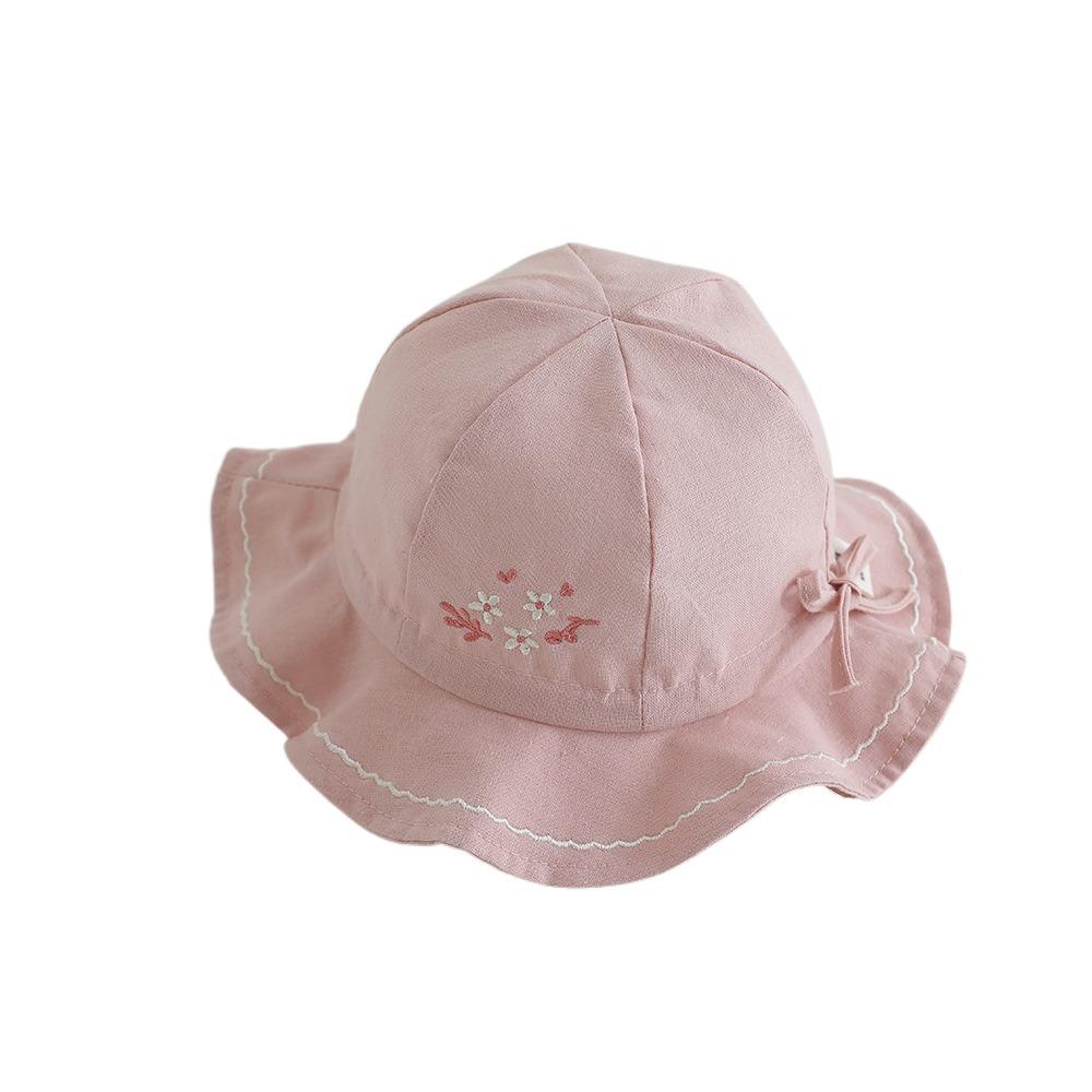 Pleated Baby Sunhat Flower Toddle Fisherman Hat Adjustable Infant Bucket Hat Boy