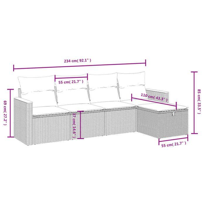 VidaXL Garden Lounge Set with Cushions 5 Pcs, Patio Sofas, Patio Furniture Set, Outdoor Furniture, Mix 3265287