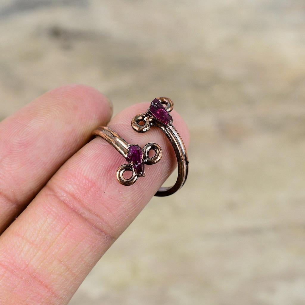 Pink Tourmaline Rough Ring Electroformed Copper Ring Gemstone Adjustable Ring Engagement Rings Electroformed Handmade Jewelry Gift For Him