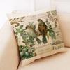 Retro Flower And Bird Design Linen Pillowcase Car Seat Cushion Cover Decorative Living Room Sofa 45*45Cm