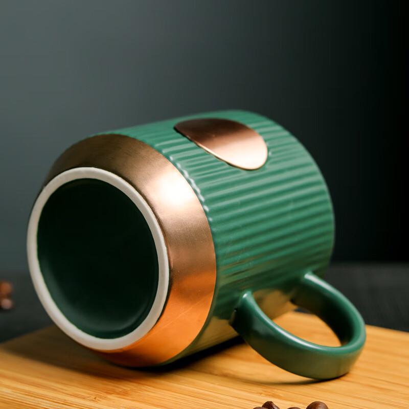 Chaxun Ceramic Coffee Mug with Copper Emblem