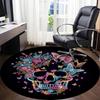1pc Neon Skull Floral Design Chair Carpet for Office, Round Non Slip Durable Large Size Office Carpet, Suitable for Office