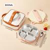 WORTHBUY Cute 304 Stainless Steel Divided Lunch Box With Cutlery Heatable Large Capacity Sealed Food Container Set For Student