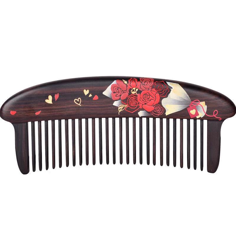 Tan Mujiang Natural Wood Rose Comb Gift Set