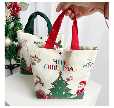 Sac Cadeau de Noël Dessin Animé Père Noël Élan Arbre de Noël Sac à Main en Toile Décoration Joyeux Noël Natal Navidad Bonne Année 2026