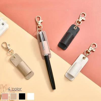 PU Lanyard Stifthalter Kreative Tragbare Lederstifttasche mit Schlüsselanhänger Stiftemäppchen Taschenclip Aufbewahrungszubehör für Zuhause und Büro