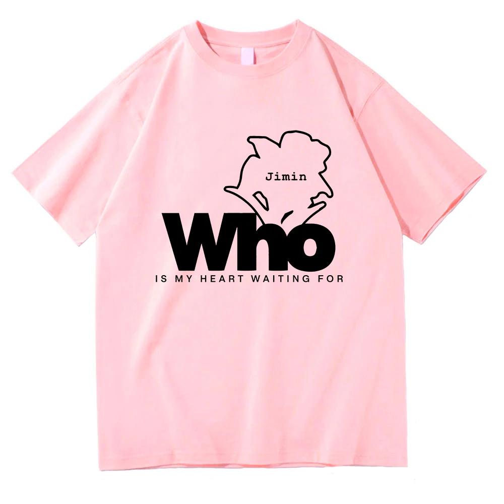 Jimin Muse Who T Shirt New Fashion UnisexWomen Letter Print Is My Heart Waiting for Tshirt Unisex Vintage Tees Shirts Korea