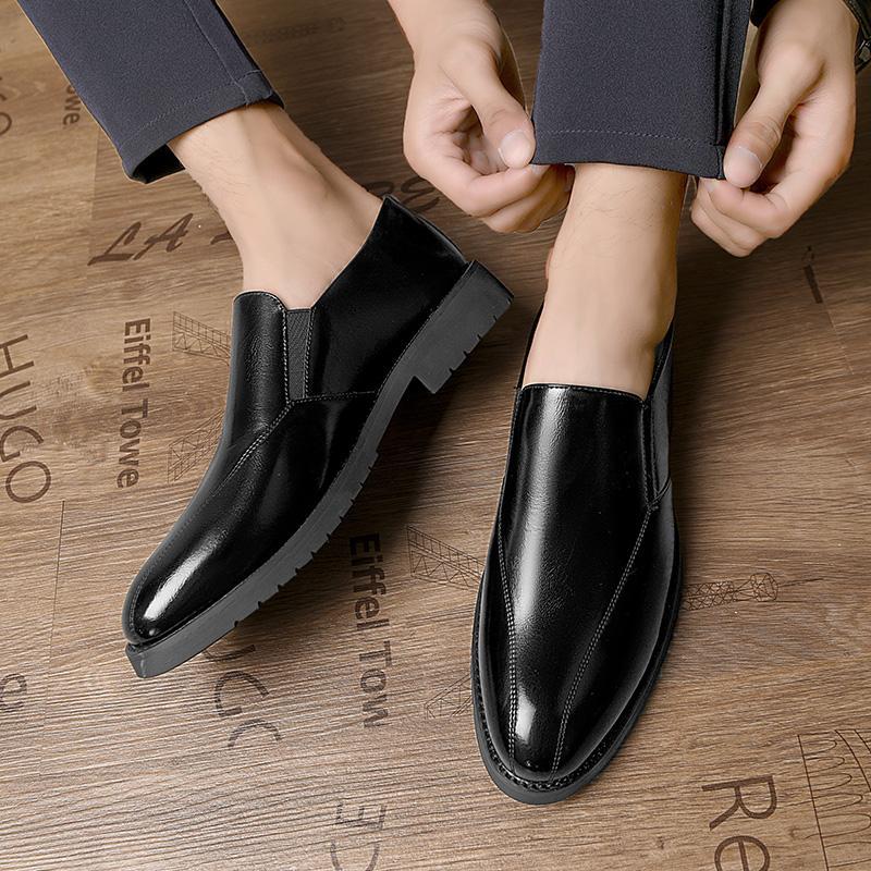 Foreign trade large size casual leather shoes men's size 38-47 business dress black groom wedding shoes men's British trend shoes