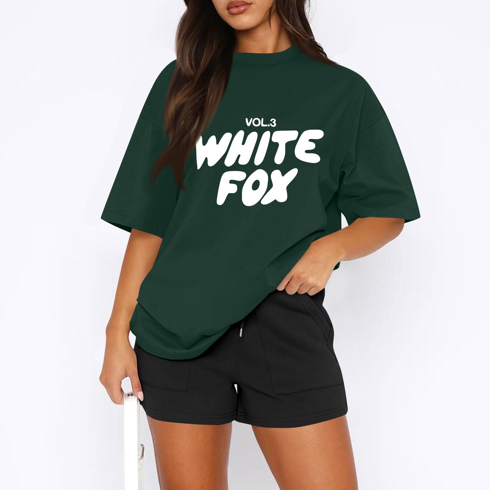 

Women s Casual Printed T-Shirt Round Neck Pullover Short Sleeve Top XL темно-зелений колір