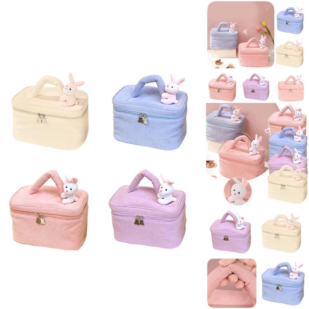 Portable Plush Toiletry Bag For Women With Multiple Compartments And Easy-to-use Dual Zipper