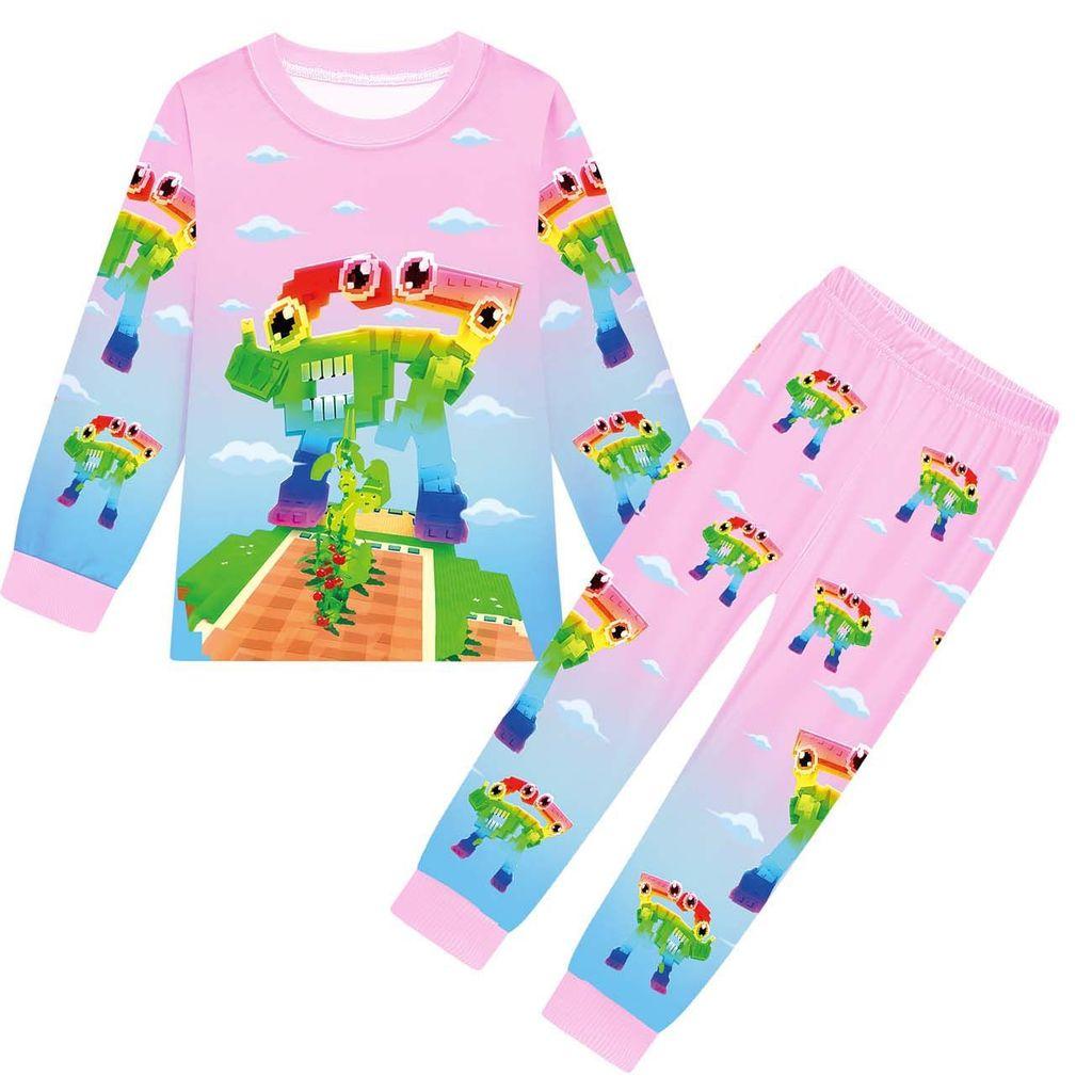 19705 Kinder Jungen Mädchen Steal a Brainrot 67 Six Seven Print Langarm T-Shirt Hose Pyjama Nachtwäsche Sets