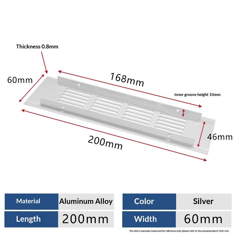 1Pcs Household Air Vent Grille Wall Ventilation Cover Wardrobe Parts 50/60/80mm*150-500mm Aluminum For Cupboard DIY Accessories