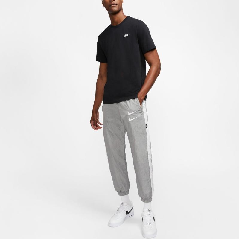 Nike Sportswear Club Embroidered Logo Solid Round Neck Short Sleeve T-Shirt Men Tops Black AR4997-014