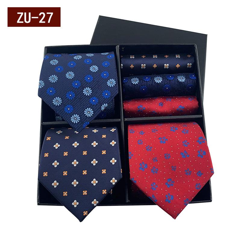 Men'S Gift Box Tie, Fashionable Business Striped Tie Square Scarf Combination Set, Luxury Gift Box.