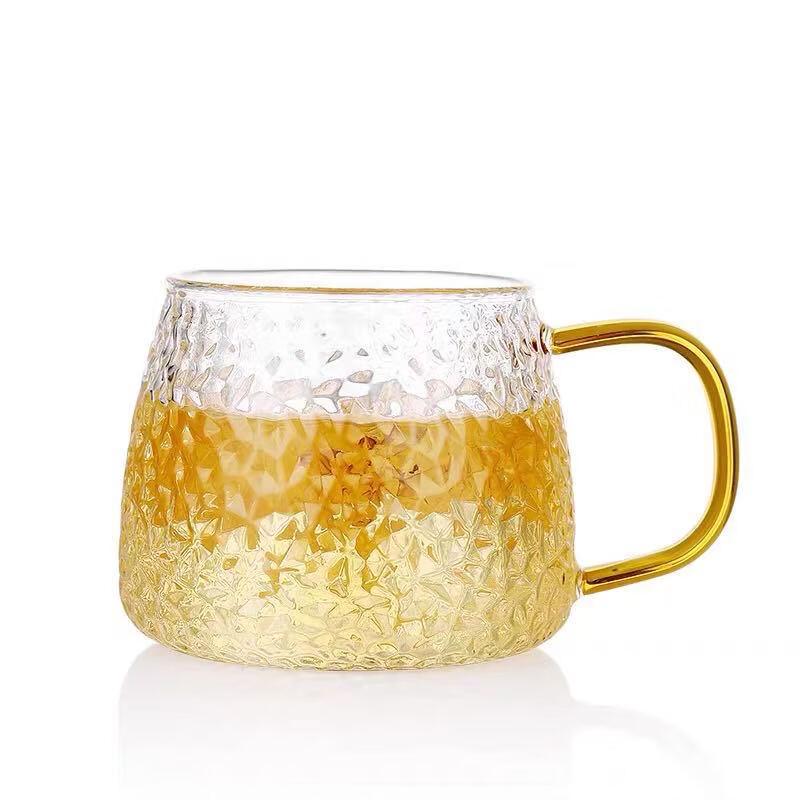 Shangqi Hammered Glass Pineapple Tea Cup with Handle
