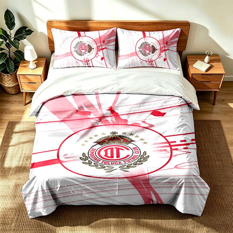 Deportivo Toluca Futbol Club (1) 3pc set suitable for master bedrooms soft and comfortable an ideal gift for family and friends Includes one duvet cov