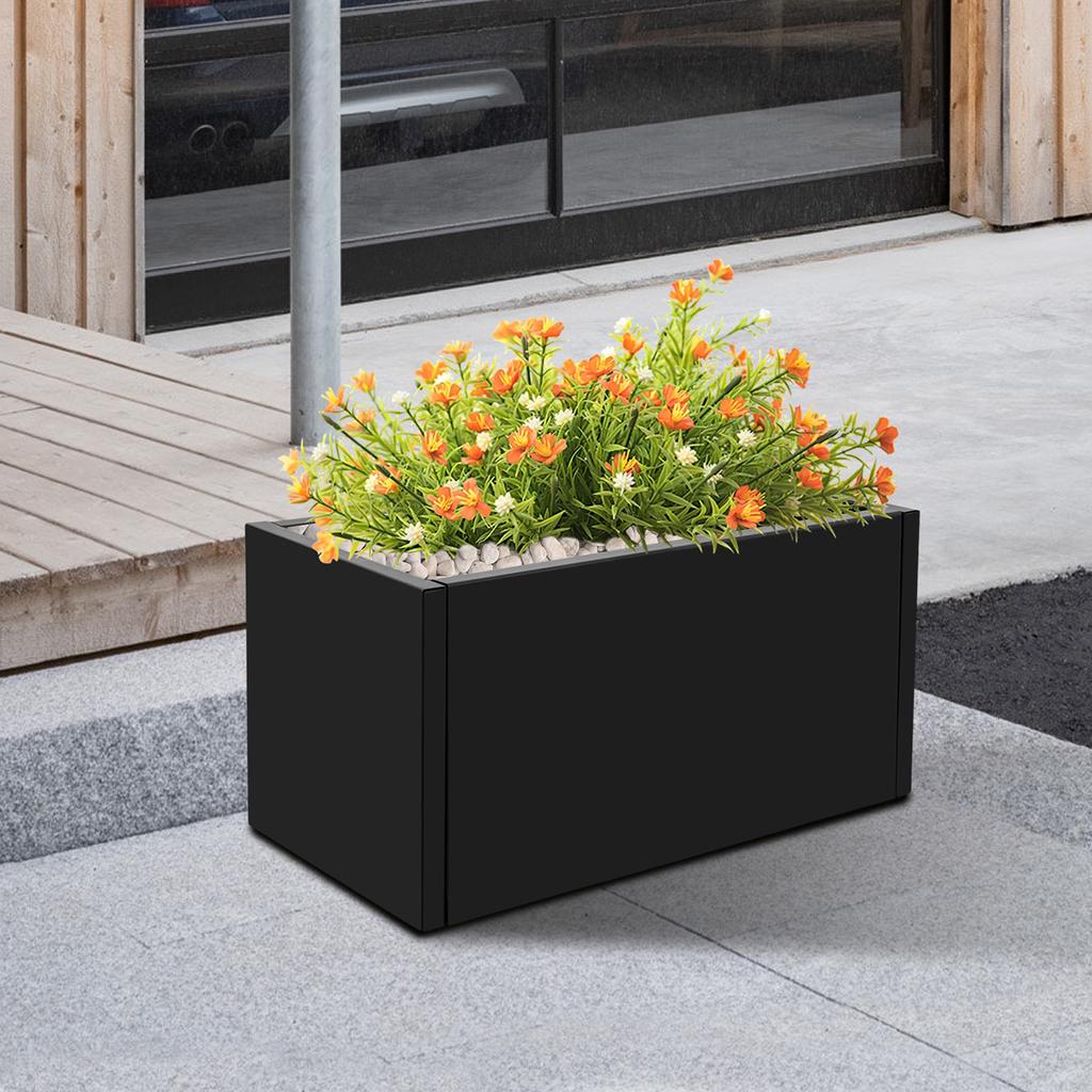 Large Metal Planter Box, Rectangular Steel Garden Planter, 25x12x12 In Outdoor Flower Box for Patio Lawn Decor, Plant Container