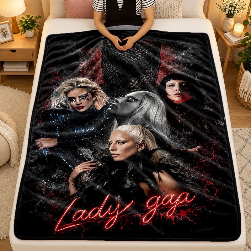Flannel BlanketLady Gaga Warm Soft Throw Blanket for Indoor Sofa Bed Living Room Use