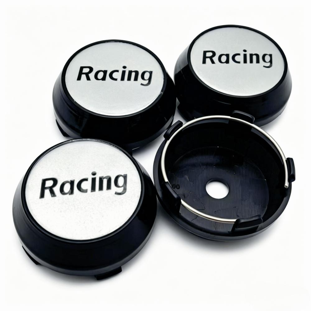 

4pcs Racing Sport Letters Logo Badge Car Wheel Center Caps 60MM Clips 56MM Wheels Hub High Cap Rim Hubcaps Cover Car Accessories (as the picture,Racing Badge&4pcs High Caps)