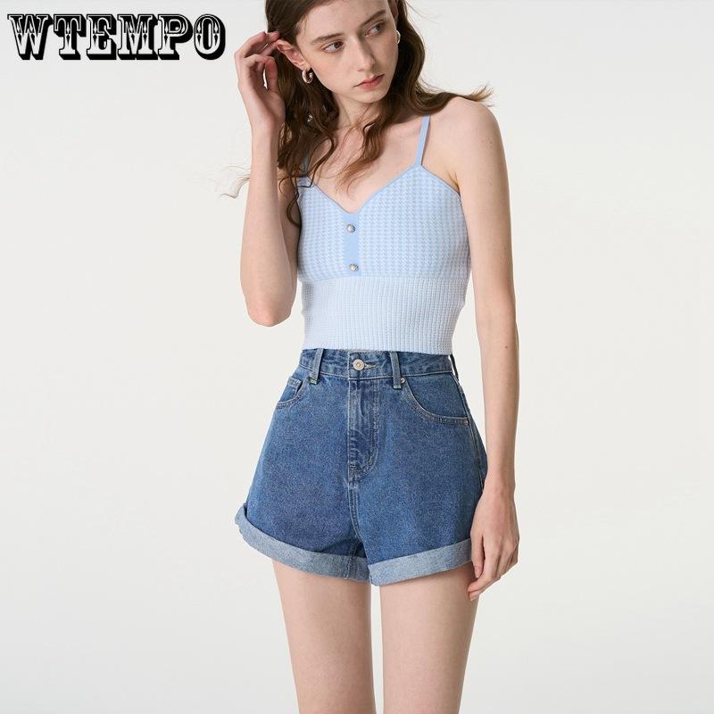 

Denim Shorts for Women Summr Korean Version Loose Rolled Edge Casual Wide Leg Shorts S білий