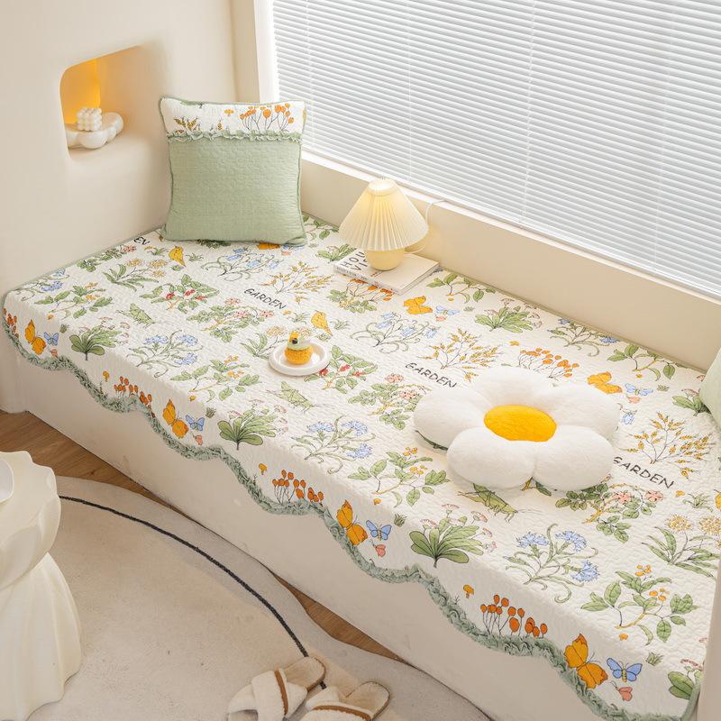 Korean Twill Pure Cotton Idyllic Four Seasons Universal Non-Slip Quilted Wooden Ear Tatami Mat Sofa Bedroom Window Cushion